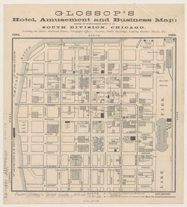 Glossops Hotel, Amusement en Business Map, ca. 1881-82 door American School